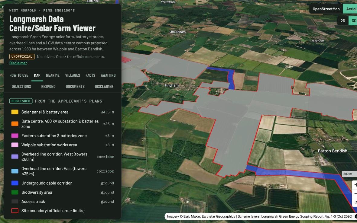 3D view of the Eastern Site between Fincham and Barton Bendish